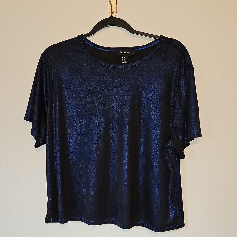 Sheer Metalic Blue Top